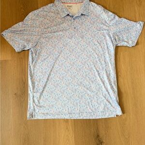 Men's Light Blue Patterned Polo Shirt
